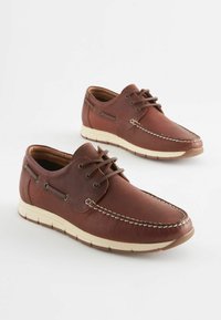Next LEATHER BOAT SHOES - Csónakcipők - dark tan