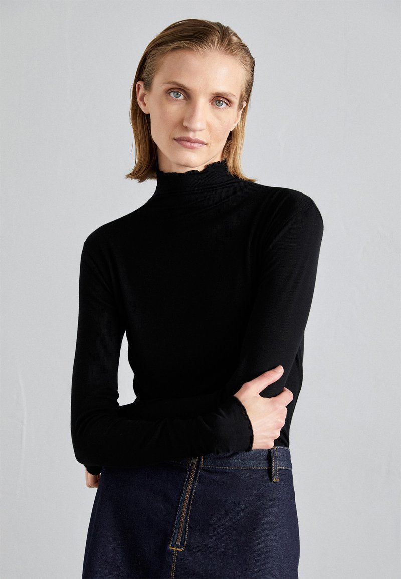 Filippa K SHEER MOCK - Strikkegenser - black/svart - Zalando.no