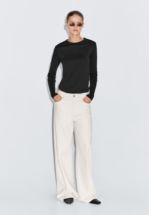 Massimo Dutti LONG SLEEVE WITH ROUNDED HEM - Longsleeve - black