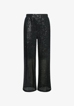 Ulla Popken WIDE LEG SEQUINED - Bukser - black