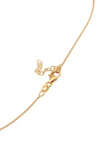 Collana a catena dorata con un design a maglie lisce e chiusura a scatto, con una texture delicata e lunghezza regolabile.