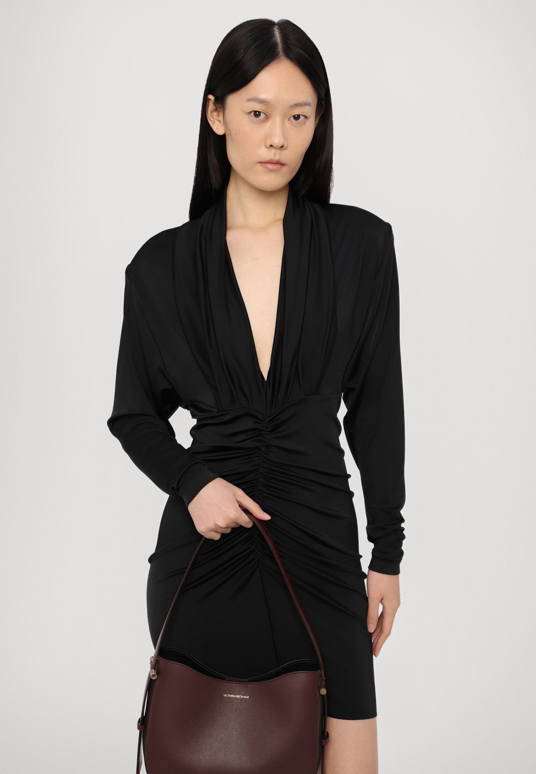 Victoria Beckham LONG SLEEVE RUCHED MINI DRESS - Robe de