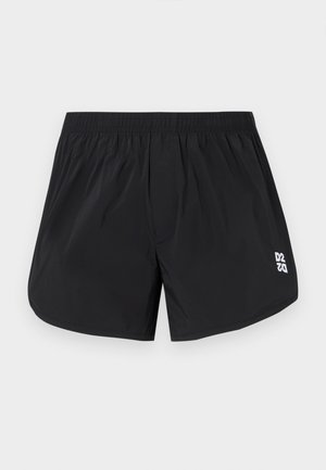 Sorte treningsshorts med elastisk midjebånd og liten hvit "D2"-logo på nedre høyre ben, vist på ensfarget bakgrunn.