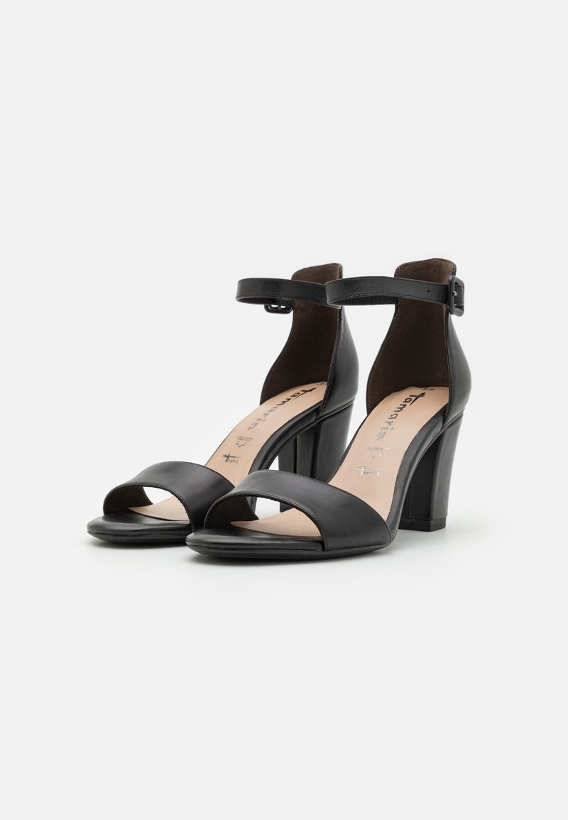 Sandales Escarpins Cacharel En Cuir Noir - Taille 38, Talon Haut, Occasion En Bon état (fabriqué En Italie)