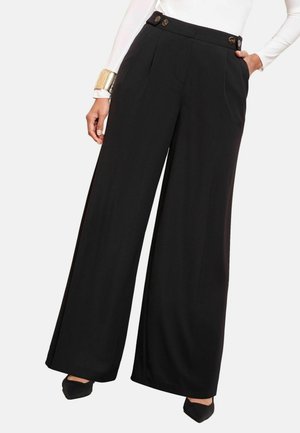 Friends Like These, PETITE FIT - ADJUSTABLE WAIST PREMIUM WIDE LEG TROUSERS . - Trousers - black