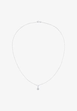 Collana in argento con un pendente rotondo, testurizzato, decorato con piccole accentuazioni scintillanti, superficie liscia e chiusura a gancio.
