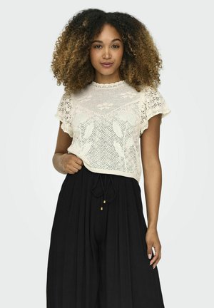 ONLY AMERICAN FIT RUNDHALS - T-shirts print - ecru