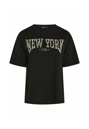 Yours Clothing, PLUS SIZE SHORT SLEEVE TOPS. - Print T-shirt - black