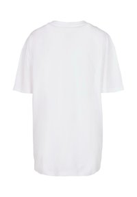 Hvid t-shirt, korte ærmer, afslappet pasform, rund halsudskæring, lavet af bomuld, glat tekstur, ingen synlige logoer eller mønstre, set bagfra.