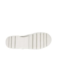 Sole in gomma bianca con scanalature orizzontali e punta arrotondata, con logo impressa e finitura testurizzata per una maggiore aderenza.