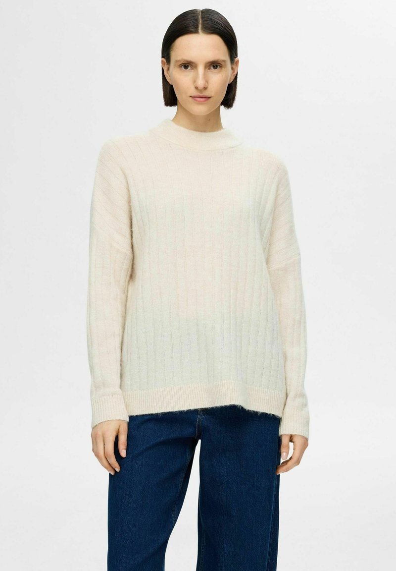 Selected Femme SLFMALINE HIGH NECK - Stickad tröja - birch