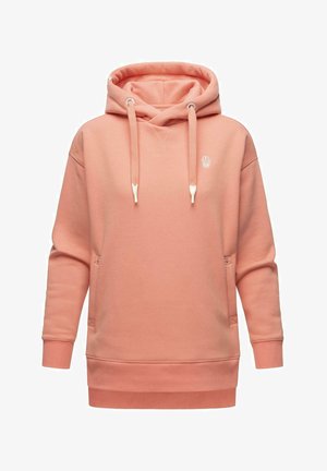 Różowa bluzka z kapturem, z kieszeniami z przodu, ściągaczami na mankietach i kapturem ze sznurkiem. Wykonana z miękkiego materiału, z małym logo na piersi.