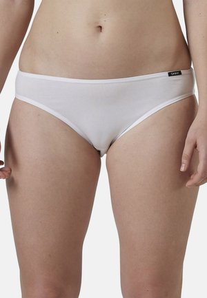 Culotte hipster en coton blanc à texture lisse, avec une taille basse et une étiquette logo discrète sur le côté.