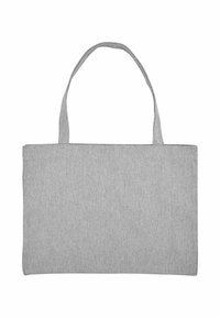 Borsa tote in tessuto grigio con una texture liscia, forma rettangolare e due manici robusti. Design minimalista, senza hardware o motivo visibili.