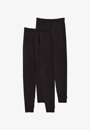 Zwarte gebreide leggings met een klassiek ontwerp, voorzien van een elastische tailleband en taps toelopende pijpen. Zachte textuur, inclusief twee paar.