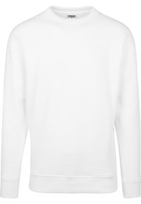 Witte sweatshirt van zachte stof. Beschikt over lange mouwen, een ronde halslijn, geribbelde manchetten en zoom. Eenvoudig en minimalistisch ontwerp.