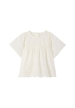 MIT LOCHSTICKEREIEN - Blouse - wollweiß