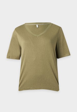 ONLY, ONLELISE V-NECK - T-shirts basic - khaki