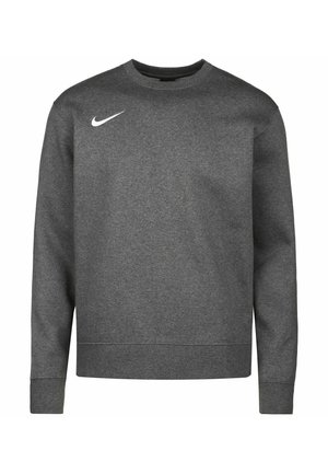 Szara bluza z miękkiego materiału, z okrągłym dekoltem, długimi rękawami oraz białym logo Nike na lewej stronie klatki piersiowej.
