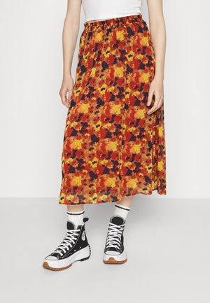 VILA VIFALIA MIDI SKIRT - Πλισέ φούστα - toasted coconut/multicoloured