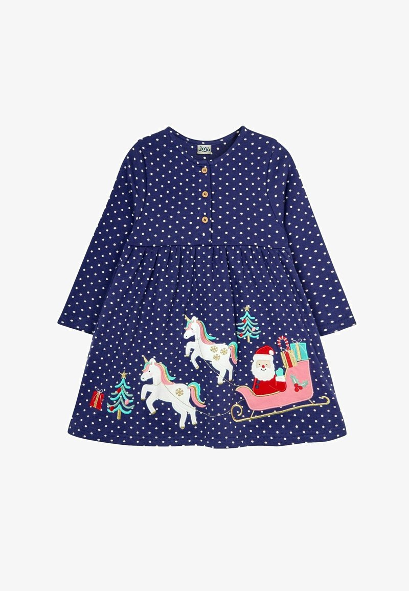 JoJo Maman Bébé SANTA AND UNICORN APPLIQUÉ BUTTON FRONT REGULAR FIT - Trikoomekko - navy
