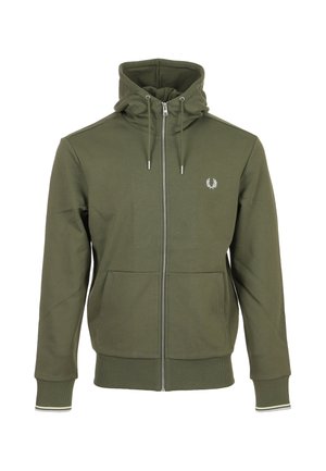Fred Perry, HOODED ZIP THROUGH - Sweat zippé - light green ecru black