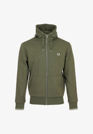 Fred Perry, HOODED ZIP THROUGH - Felpa con zip - light green ecru black