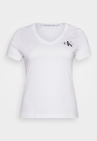 CLASSIC SLIM V NECK TEE - Jednoduché tričko - white