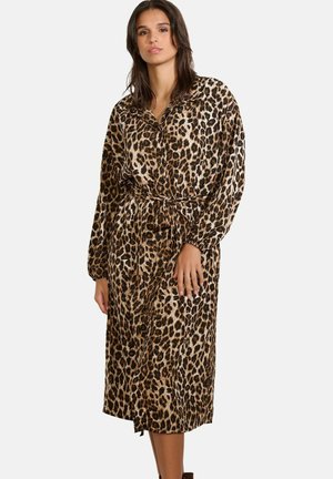 LEOPARD PRINT MIDI  - Kreklkleita - camel ginger