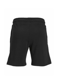 Shorts noirs en mélange de coton, dotés d'une taille élastique, de poches latérales et d'une coupe décontractée avec une texture lisse.