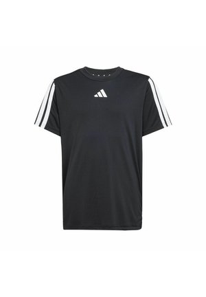 ESSENTIALS 3 STRIPES TEE - Sport T-Shirt - black white