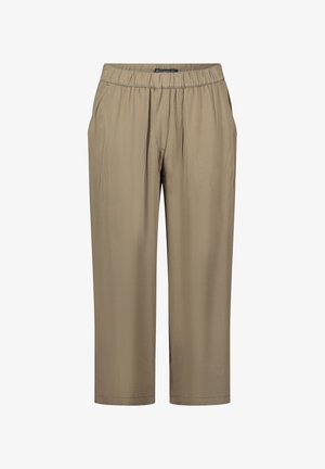 Beige, lette bukser med elastisk talje, sidelommer og lige ben. Glat tekstur med et enkelt design.