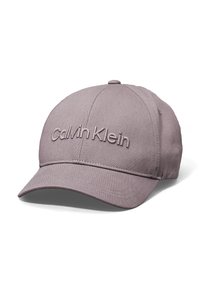 Sivina bomba iz bombažne tkanine s vezenim logotipom "Calvin Klein" na sprednji strani, strukturirana zasnova in ukrivljen rob.