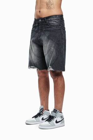 CUTLINE WAVE UNISEX - Jeansshort - black