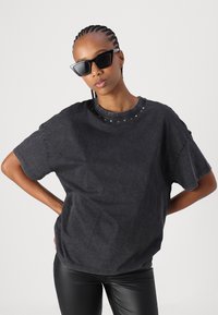Object OBJBELLE COATED FLARED PANT  - Püksid - black