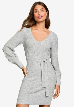 Lipsy REGULAR FIT - V-NECK CABLE - Etuikleid - grey
