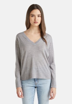 United Colors of Benetton WITH V-NECK IN PURE - Jumper - grey