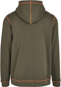 Urban Classics CONTRAST FLATLOCK STITCHED  - Felpa con zip - olive/rustred