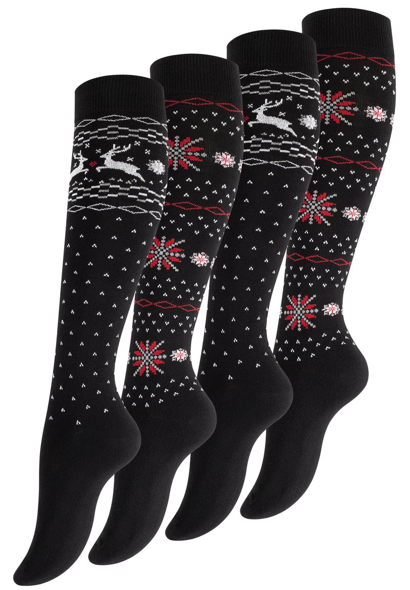 Yenita 4 PACK MIT NORWEGERMUSTER - Calzettoni - schwarz bunt