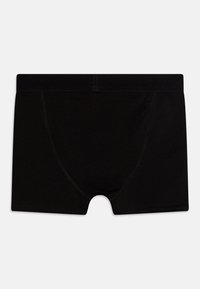 Sorte bomulds trunk shorts med en tætsiddende pasform, glat tekstur og en bred elastisk talje. Har kontrasterende syninger.