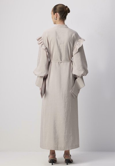 knee length dresses for ladies Duntery Bridesmaid Dress Long Sleeves Chiffon A-Line Maxi Dress, Flamingo main image 0