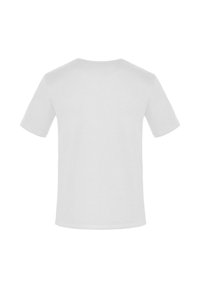 Weißes T-Shirt mit kurzen Ärmeln aus Baumwolle. Klassisches Rundhals-Design mit glatter Textur und geradem Saum. Keine Grafiken oder Muster.