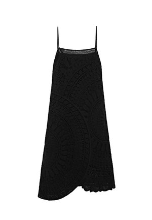 Massimo Dutti 100% COTTON CROCHET MIDI DRESS 06640585 czarny