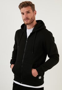 Buratti Majica s kapuljačom i patentnim zatvaračem - black