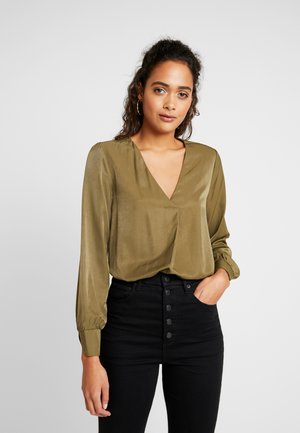 OBJEILEEN VNECK - Blůza - burnt olive