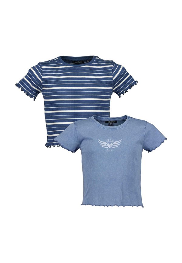 BASICS - T-Shirt print - m jeansblau uni gestreift