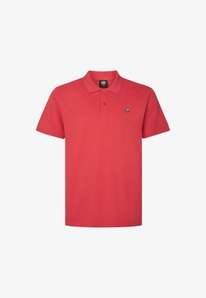 Rotes Poloshirt aus Baumwolle mit klassischem Kragen, Drei-Knopf-Leiste, kurzen Ärmeln und kleinem Logo auf der linken Brust.