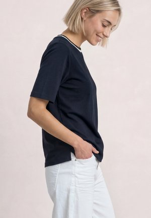 Street One, T-SHIRT MIT RUNDHALS UND KONTRASTDETAIL - T-shirt basique - darkest blue