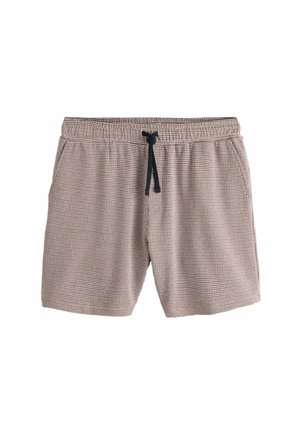Herre beige og sorte småternet shorts med elastisk talje og sort snøre foran.