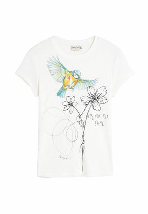 Desigual, PRINTED FLOWER T-SHIRT - Trükipildiga T-särk - white